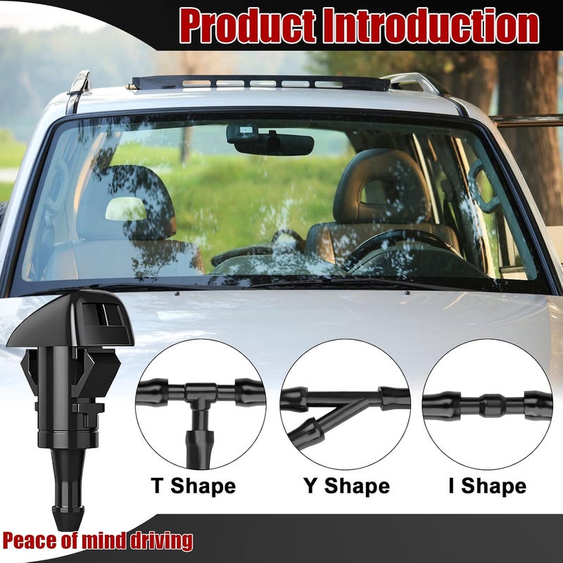 BubabyZZ Windshield Washer Nozzles Kit, Windshield Washer Hose Kit with 4M Washer Fluid Hose, 4pcs Sprayer Nozzles & Gasket, 12pcs Connectors, 30 pcs Hood Retainers and 1 Tool Suitable for Most Car - Image 5
